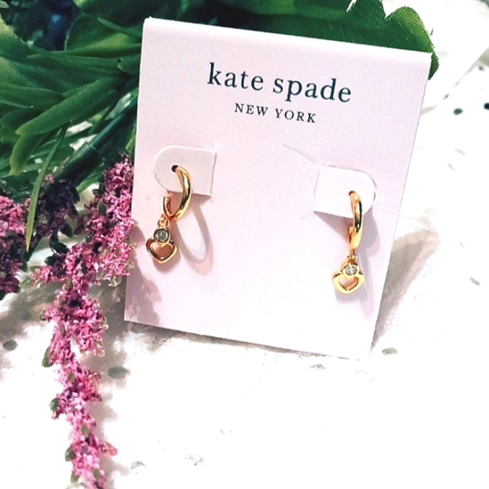 💖NWT Kate Spade Gold Heart Mini Huggie Hoops w/Dust Bag💖